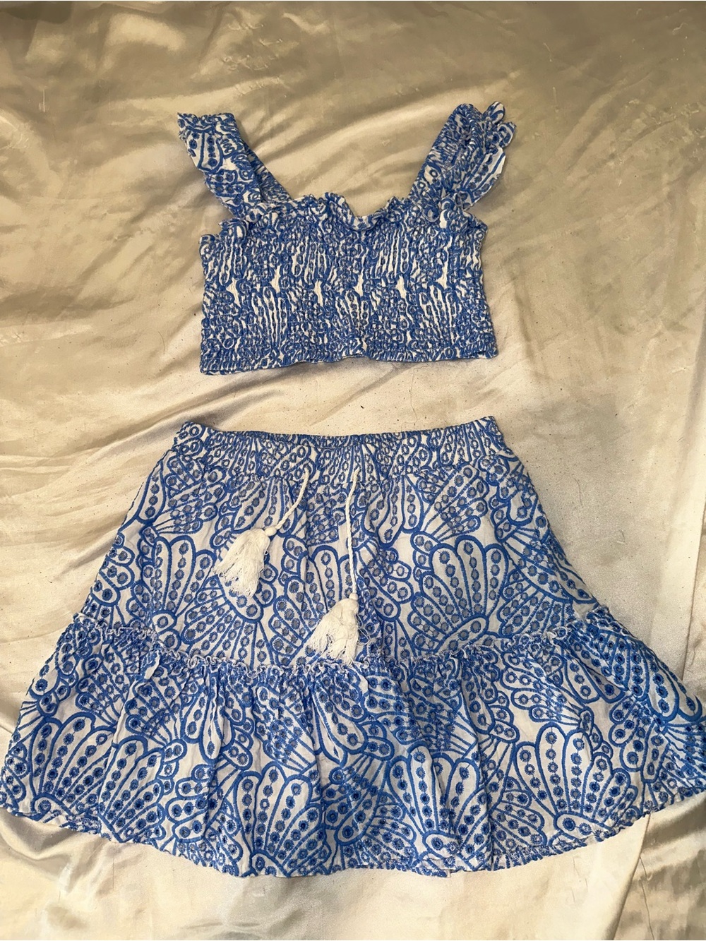 Boutique Embroidered Floral Set (Top + Skirt)